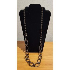 **Daisy Fuentes Long Brown Gold Tone Oval Link Chunky Chain Necklace**